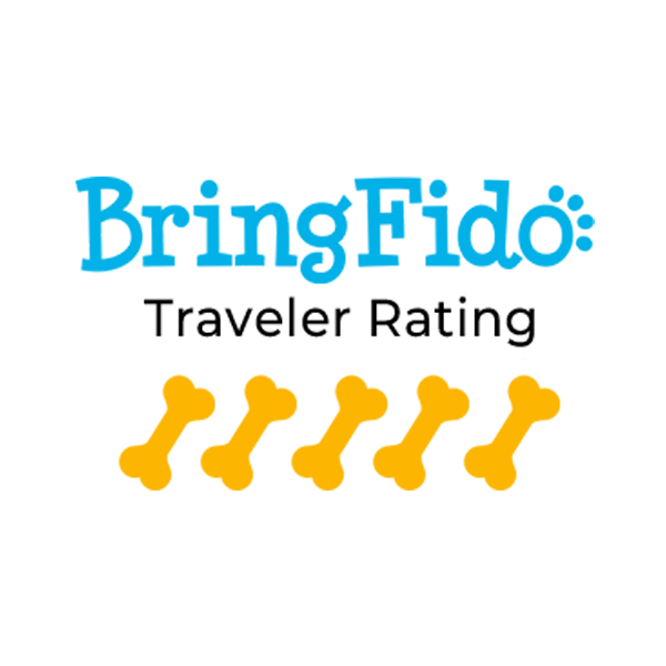 A blue and yellow logo with a yellow background.